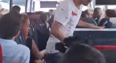 Yabancı uyruklu şahıs otobüsün içinde pet şişeye tuvaletini yaptı