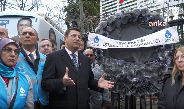 DEVA İBB ADAYI İDRİS ŞAHİN TRT BİNASI ÖNÜNE SİYAH ÇELENK BIRAKTI