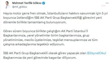 Mehmet Tevfik Göksu'nun İBB Ak Parti Grup Başkanvekilliği Görevi Sona Erdi