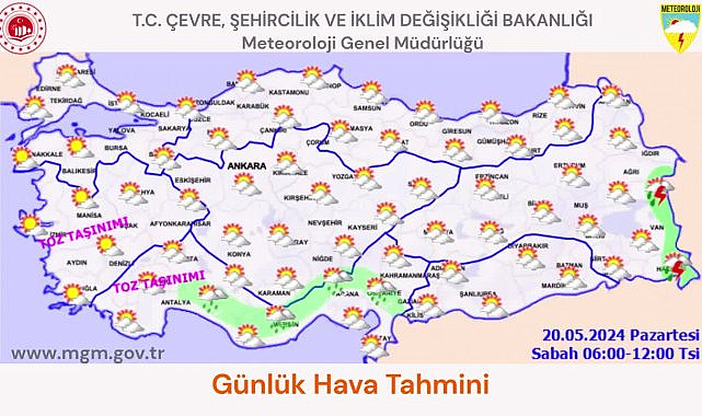 Meteoroloji'den güneyde gök gürültülü sağanak yağış ve toz taşınımı uyarısı