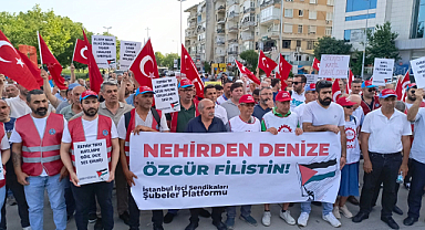 İstanbul İşçi Sendikaları Şubeler Platformu Filistin'e destek eylemi gerçekleştirdi