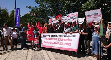 Vatan Partisi'nden İsrail Büyükelçiliği önünde 'Haniye' protestosu: Hepimiz Haniye'yiz, Gazzeliyiz, Filistinliyiz