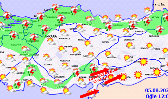 Güneydoğu Anadolu ve Hatay çevresine kuvvetli rüzgâr uyarısı