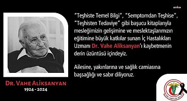 TTB ve İTO'dan Dr. Aliksanyan için başsağlığı mesajı