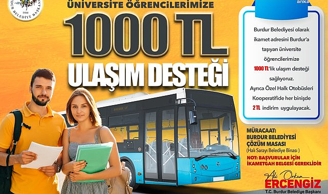 İkametini Burdur'a alan öğrencilere 1000 TL ulaşım desteği