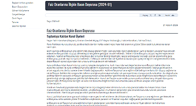 Türkiye Cumhuriyet Merkez Bankası politika faizini kasım ayında da sabit tuttu