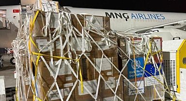  Suriye'ye ulaştırılmak üzere 44 ton sağlık malzemesi AB 'İnsani Yardım Hava Köprüsü' operasyonu kapsamında Türkiye'ye ulaştı