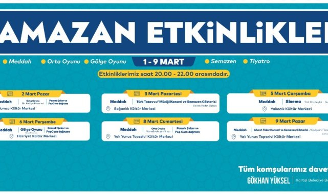 Kartal Belediyesi'nin Ramazan etkinlikleri 2 Mart günü başlıyor
