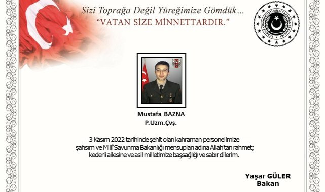 Şehit Piyade Uzman Çavuş Mustafa Bazna'nın naaşı 3 yıl sonra bulundu