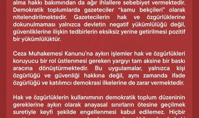 Türkiye Barolar Birliği'nden gözaltı ve tutuklamalara tepki: "Yargının baskı aracına dönüşmesi kabul edilemez"