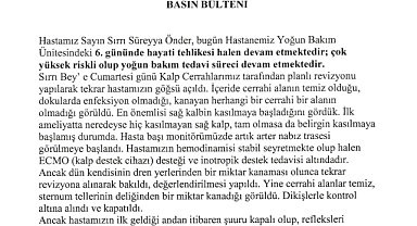 Sırrı Süreyya Önder'in sağlık durumu hakkında Florence Nightingale İstanbul Hastanesi'nden açıklama