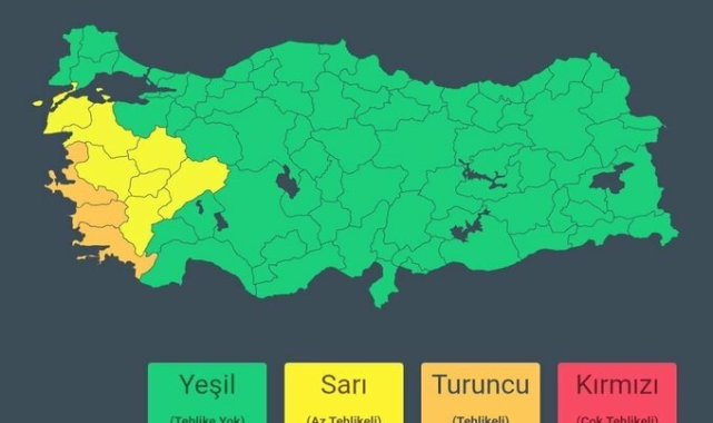 İçişleri Bakanlığı: Meteoroloji 3 il için ''turuncu'', 7 il için ''sarı'' kodlu uyarı verdi