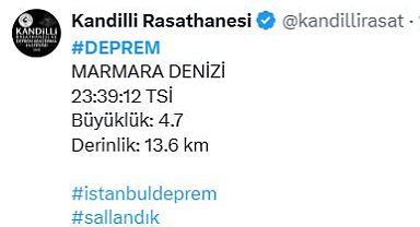 Marmara Denizi'nde 4.7 Büyüklüğünde Deprem! İstanbul Sallandı