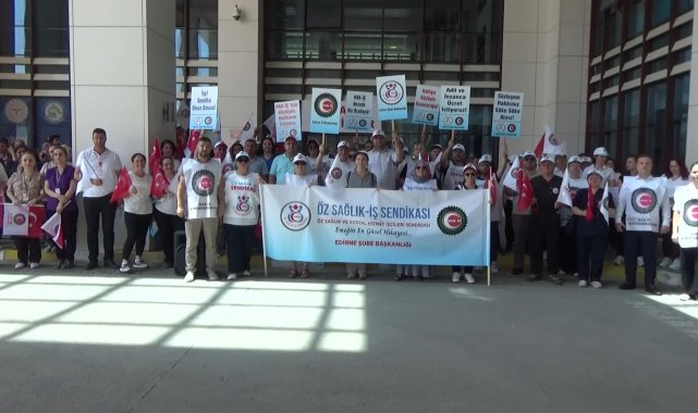Edirne'de sağlık çalışanları yüzde 16 maaş zammı reddetti, eylem yaptı