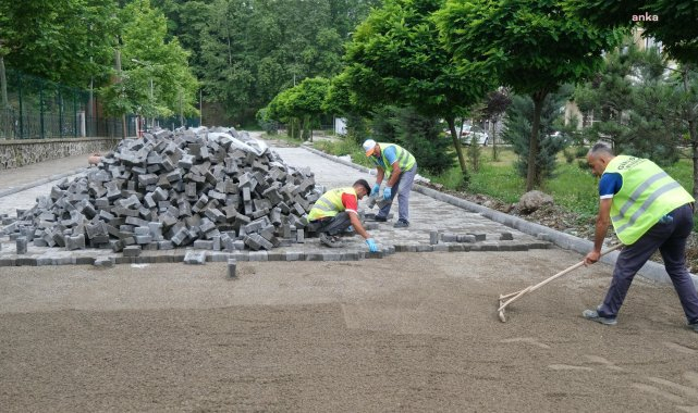 Giresun Belediyesi'nden yeni yerleşim yerinde parke yol çalışması