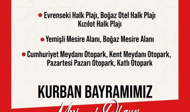 Manavgat'ta belediyeye ait plajlar, otoparklar ve mesire alanları bayram boyunca ücretsiz