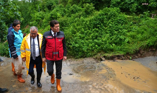 Ortahisar Belediye Başkanı Kaya, şiddetli yağıştan etkilenen mahallelerde incelemelerde bulundu