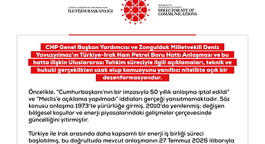 DMM'den CHP'li Yavuzyılmaz'ın petrol boru hattı ve tahkim süreci açıklamalarına yanıt