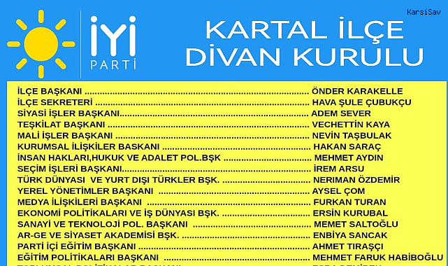 İyi Parti Kartal İlçe Divan Kurulu belli oldu