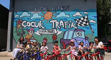 Kreşli öğrenciler İlk Bisiklet Dersini Kartal Belediyesi Eğitim Parkuru'nda Aldı