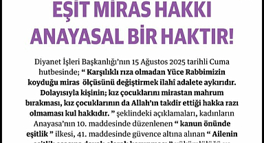 İstanbul Barosu'ndan Diyanet'in kadınların miras hakkıyla ilgili cuma hutbesine tepki: Laik hukuk düzeninin ihlali anlamı taşımaktadır 