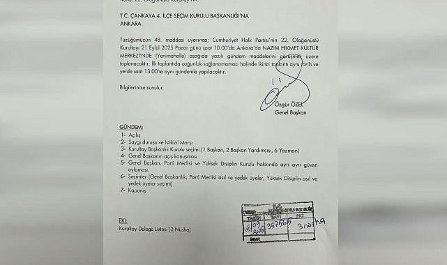 CHP'de 22. Olağanüstü Kurultay kararı alındı: Olağanüstü Kurultay 21 Eylül Pazar günü yapılacak
