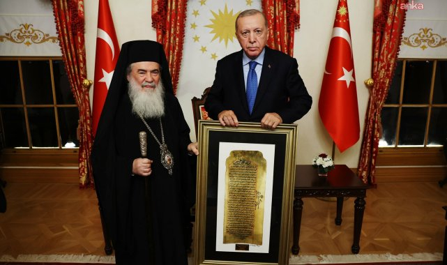 Cumhurbaşkanı Erdoğan, Kudüs Rum Ortodoks Kilisesi Patriği 3'üncü Teofilos ile görüştü