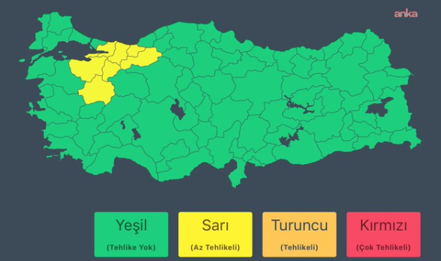 İçişleri Bakanlığı: 6 Eylül Cumartesi günü yurdun kuzeybatı kesimlerinde gök gürültülü sağanak yağış görülecek