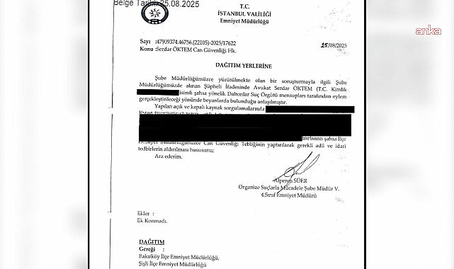İstanbul Emniyet Müdürlüğü'nden, avukat Serdar Öktem öldürülmeden önce can güvenliğine dair uyarı yapılmış