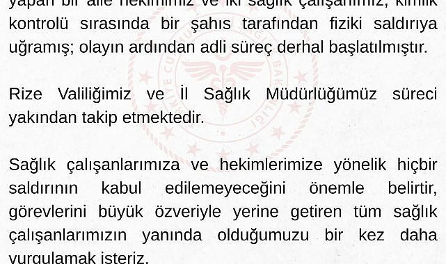 Rize'de sağlık çalışanlarına yönelik darp olayıyla ilgili adli süreç başlatıldı