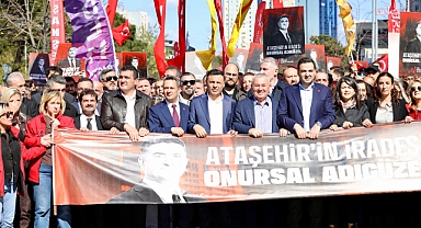 Ataşehir'de, Onursal Adıgüzel için binlerce kişinin katılımıyla yürüyüş düzenlendi