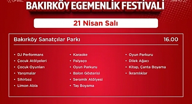 Bakırköy’de 23 Nisan coşkusu festivalle yaşanacak (21-23 Nisan)