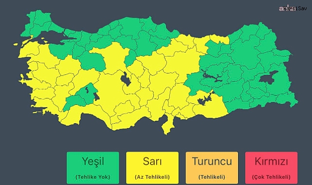 İçişleri Bakanlığı'ndan, 2 Nisan için kuvvetli yağış ve fırtına uyarısı