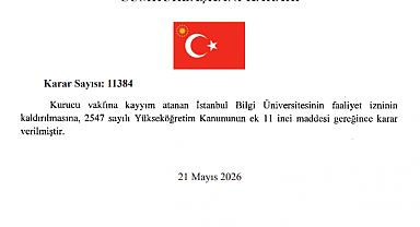 İstanbul Bilgi Üniversitesi Cumhurbaşkanı Erdoğan'ın kararıyla kapatıldı