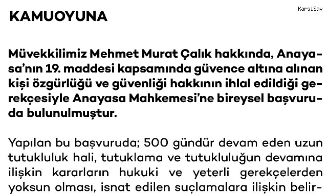 Tutuklu Beylikdüzü Belediye Başkanı Çalık İçin AYM'ye bireysel başvuru: